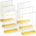 4x6 Luxurious Acrylic Gold Frames, 6 pack, Stunning Photo Displays, Enhance Your Event Ambience with Exquisite Gold Table Number Holders, Showcase Memories in Style with Elegant Golden Sign Holder by DasherProducts