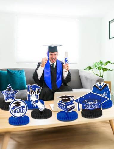 Graduation Table Decorations, Blue and Black Graduation Table Centerpieces - Image 3