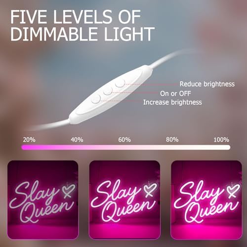 Slay Queen Neon Sign, Pink LED Light Up Signs for Wall Decor - Image 4