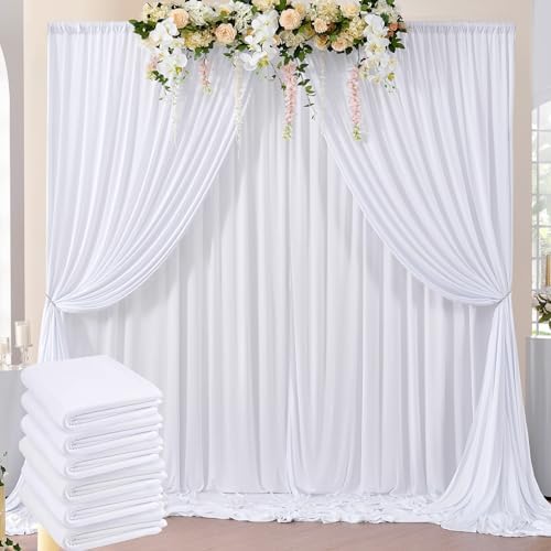 30ft x 8ft Wrinkle Free White Backdrop Curtains for Parties, 6 Panels Thick Polyester Photo Backdrop Drapes for Weddings Birthday Photography Background Curtains by ENJOYYOURPARTY