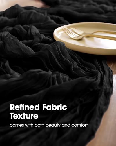Pureegg 2 Pack Cheesecloth Table Runner 120 Inch Black - Image 3