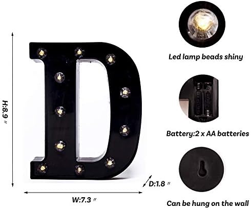 Foaky Black LED Marquee Number Lights Sign Light Up Marquee Number Lights Sign for Night Light Wedding Birthday Party Battery Powered Christmas Lamp Home Bar Decoration - Image 3