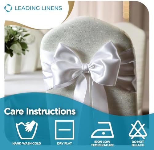Leading Linens 1 pc White 108"x8" Satin Bow Sash Chair Cover Decoration - Image 6