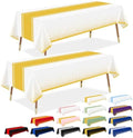 LANLISA White and Gold Tablecloth Party Decorations 6 Pack, Disposable Plastic Table Cloths for Baptism First Communion Birthday Wedding Baby Bridal Shower Party Decor by LANLISA