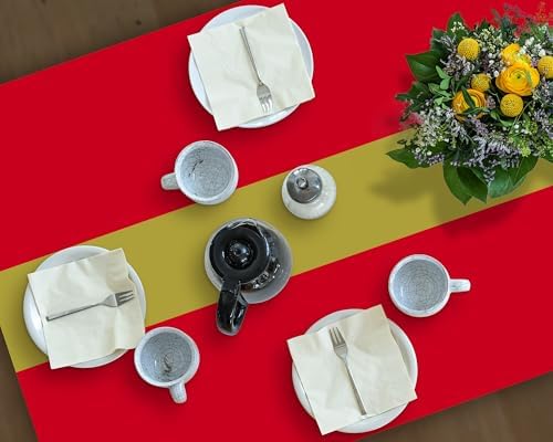Oudain 3 Pcs Plastic Disposable Table Cloth 54" x 108", Gold, Red - Image 5