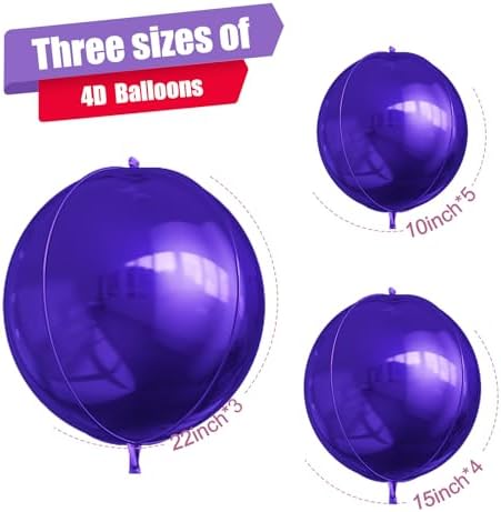 12PCS Dark Purple Round Foil Balloons 22" 15" 10" Chrome Purple Balloons - Image 2