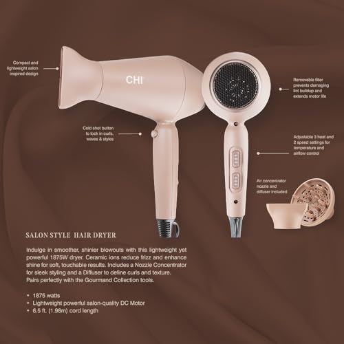 CHI 1875 Series Hair Dryer, Lightweight & Powerful Blow Dryer, Mocha - Image 2