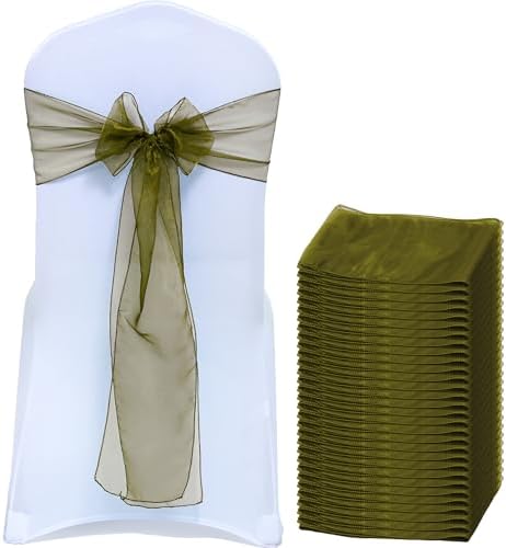 Pack of 150 Organza Chair Sashes for Wedding & Event Décor – Olive Green by MDS