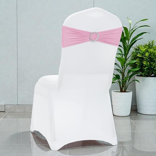 MDS Pack of 100 Spandex Chair Sashes for Wedding Party & Event – Blush Pink - Image 5