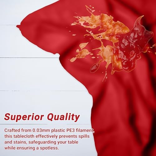 QZYL 2 Pack Picnic Table Cover, 108 x 54 Inches Red Plastic Table Cloths, Red Disposable Tablecloth Rectangle Tablecover, Waterproof Decorations Party Supplies for Wedding Anniversary Home - Image 4
