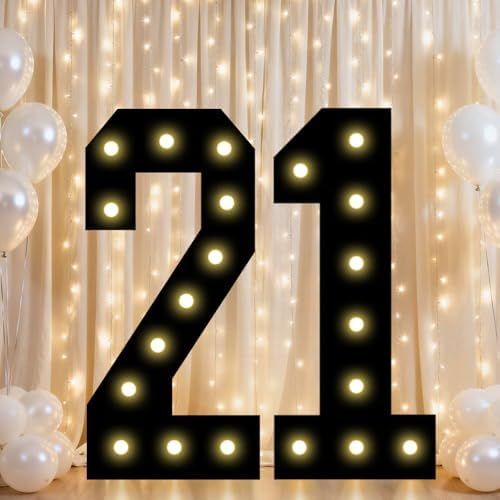 Pooqla 21st Birthday Decorations for Him, 2.4FT Light Up Numbers by Pooqla
