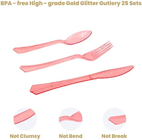 AIRE Rose Gold Paper Plates Set, 175PCS Disposable Dinnerware for 25 - Image 6