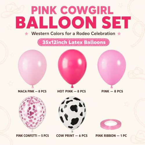 Pink Cow Balloons, Cow Print for Cowgirls Western Rodeo Farm Birthday Party - Image 2