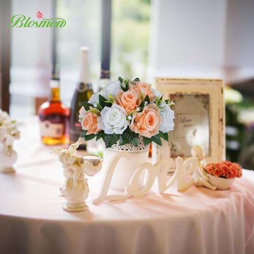 BLOSMON Flower Ball Centerpieces for Tables: 2pcs Peach Fuzz Fake Rose - Image 2