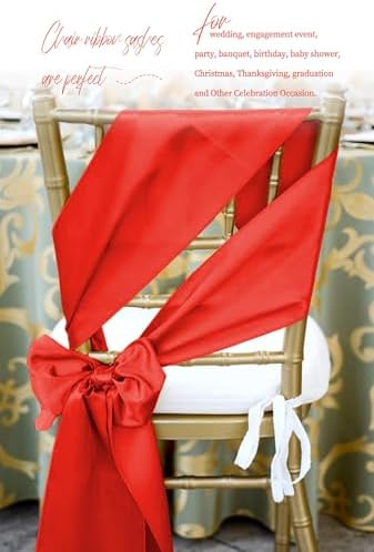 fani 60 PCS Satin Chair Sashes, 7x78 Inch, Red - Image 6