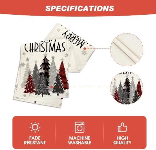 Artoid Mode Grey Red Xmas Trees Table Runner Home Party Decor 13x72 Inch - Image 5