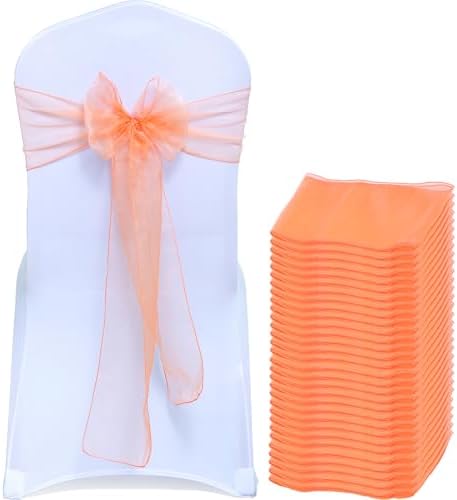 MDS Pack of 250 Organza Chair Sashes for Wedding & Event Décor – Peach by MDS