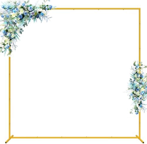 Wokceer Square Backdrop Stand Gold Metal Wedding Arch Stand 6.6FT x 6.6FT by Wokceer