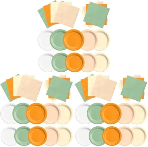CMUSKO A Little Cutie is On The Way Baby Shower Decoration - 60Pcs Sage Green Orange Theme Plates & Napkins Kit Little Cutie Party Supplies (Pack of 3) by CMUSKO