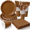 Vyntra 175 Pcs Brown Paper Plates and Napkins Party Supplies by PartyTablewareSupplies