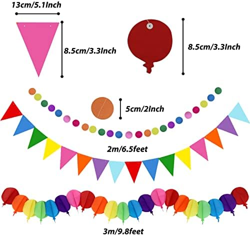ZERODECO Party Decorations, 41 Pcs Multicoloured Papar Fans Pompoms Garlands String Tissue Paper Tassel for Fiesta Mexican Theme Cinco De Mayo Coco Carnivals Festivals Birthday Party - Image 5