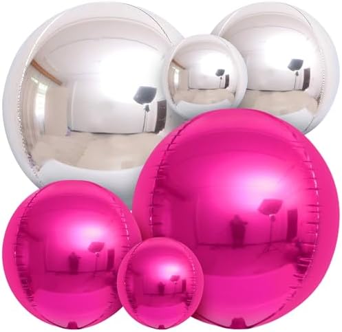 KatchOn Hot Pink and Silver Balloons - 22 Inch Pack of 14, Wedding Decor by KatchOn