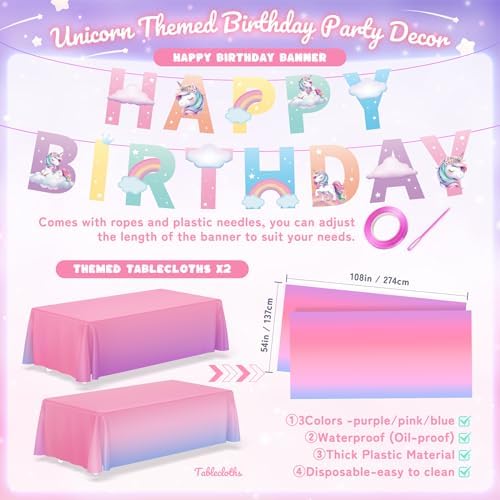 171Pcs Unicorn Birthday Party Decorations, Unicorn Birthday Party Supplies - Image 6