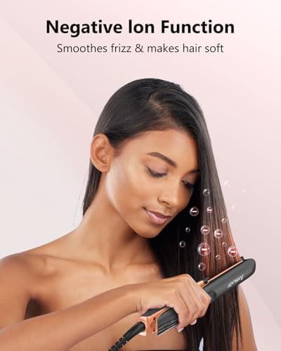 Annlary Hair Straightener 1 Inch Flat Iron and Curler 2 in 1 Titanium Ceramic Ionic Dual Voltage Straightener with Heat-Resistant Silicone, for Less Frizz, Shinier & Smoother - Image 5