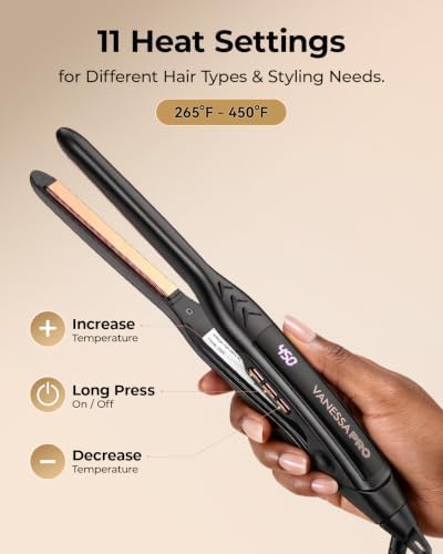 VANESSA PRO Pencil Flat Iron Mini Straightener for Short Hair & Pixie Cut - Image 6