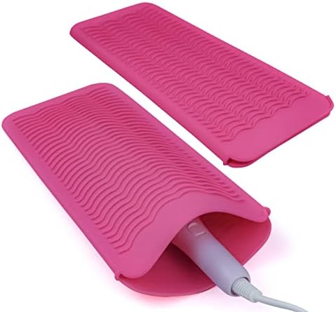 Silicone Heat Resistant Mat Pouch for Hair Straightener,Curling Iron, Pink by Fouews