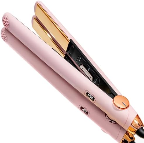 TYMO Flat Iron Hair Straightener and Curler 2 in 1 with 10s Fast Heating, 1 Inch Professional Titanium Straightening Curling Iron with 32 Adjustable Temp and Automatic Shut Off, Light Pink by TYMOFashionTech