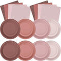 Zhehao 120 Pcs Disposable Paper Dessert Plates and Napkins Set, 7 Inch Party Cake Appetizer Plate with Napkin for Birthday Baby Shower Wedding Easter(Dusty Pink) by Zhehao