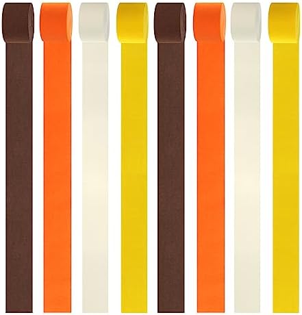 Yellow-Beige Orange-Brown Fall Party-Decorations Streamers - 8 Rolls Boho Autumn Baby Shower Thanksgiving Harvest Crepe Tissue Paper Streamer,Birthday Bridal Bachelorette Wedding Garland Panduola - Image 4