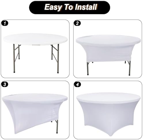 Fixwal 4 Pack 60 Inch Round Tablecloths White Spandex Fitted Table Covers - Image 5