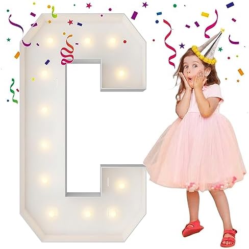4FT Marquee Letters, Large Light Up Letters C for Hoco Party Decor by MerryMosaics