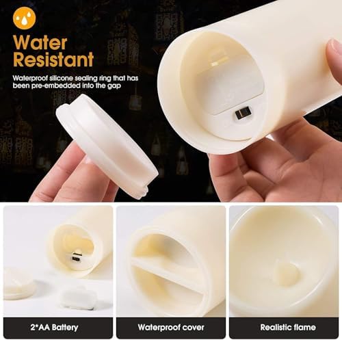 Flameless Candles with Remote Control Waterproof Outdoors & Indoors, Battery Candles with Remote Timer, Decorative Remote Led Candles. (D 2.2''X H 4'' 5'' 6'' 7'') -12-Pack. - Image 4