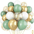Sage Green Gold White Balloons for Baby Shower Birthday Party Decorations by Isndare