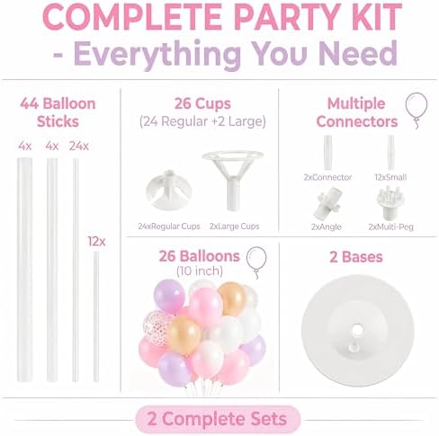 10" Pastel Party Balloon Column Kit Set of 2 For Themed Party - Image 2