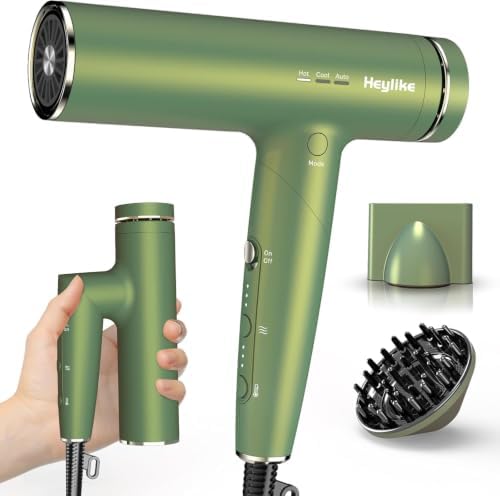 High-Speed Plasma Ion Hair Dryer, Foldable 1500W Professional Blow Dryer by heylike