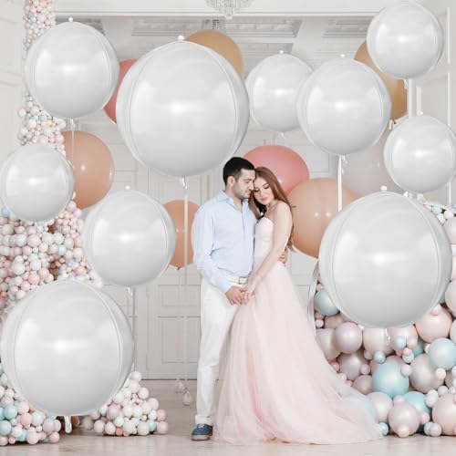 12PCS Matte White Round Foil Balloons 22" 15" 10" Large Balloons - Image 4