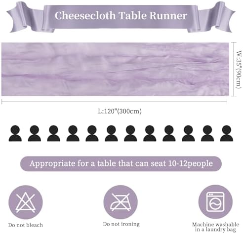 6 Pack Purple Cheesecloth Table Runner 35×120 Inch Boho Gauze Home Decor - Image 3