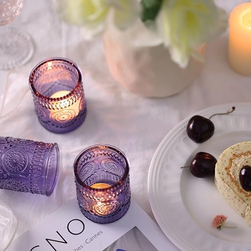 30pcs Assorted Purple Votive Candle Holders for Wedding Decorations, Boho Glass TeaLight Candle Holder, Wedding Table Centerpieces, Bridal Shower Decorations, Retro Purple Party Decor, Party Favors - Image 4