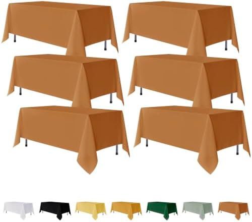 Fitable 6 Pack Rectangle Tablecloths, 70 x 108 Inch, Bronze by Fitable