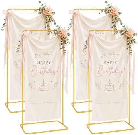 Wedding Sign Stand,Welcome Poster Easel Stand,Mustard Gold,4 Pcs by WeddingPartyDecoration
