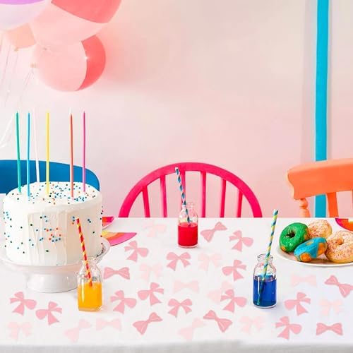 200Pcs Double-sided Pink Bows Confetti Bow Bowknot Table Decorations for Baby Shower Girls Coquette Birthday Party Decoration Bridal Shower Engagement Wedding Bachelorette Party Confetti Supplies - Image 4
