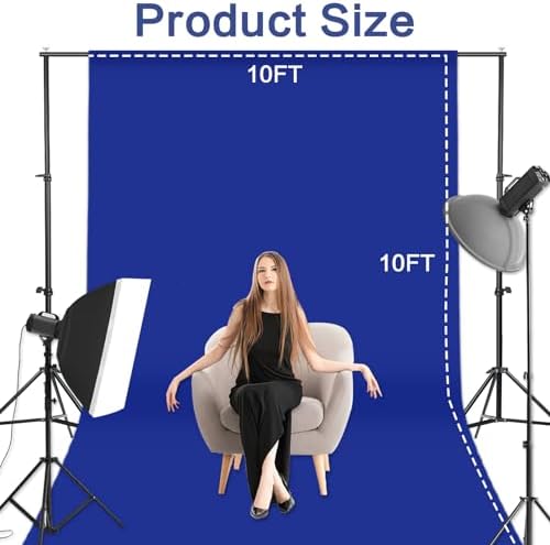 GFCC Royal Blue Backdrop Background - 10ftx10ft Blue Photo Backdrop for Photoshoot Photography Background Screen Video Recording Curtain - Image 3