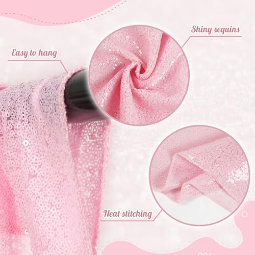 PartyDelight Pink Sequin Backdrop 6x8ft Sparkly Photo Curtain - Image 7