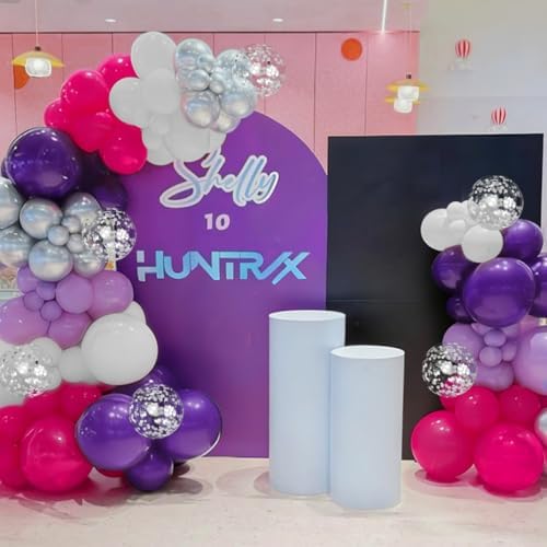 MEBAY Hot Pink Purple Silver Baloon Garland Arch Kit, 146Pcs Latex Balloons Different Sizes 18 12 10 5 inch for Women Girls Birthday Baby Shower Wedding Party Decorations - Image 5