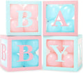 44-Pc Baby Shower Boxes & Balloons, Gender Reveal - Macaron Blue & Pink by Vellax
