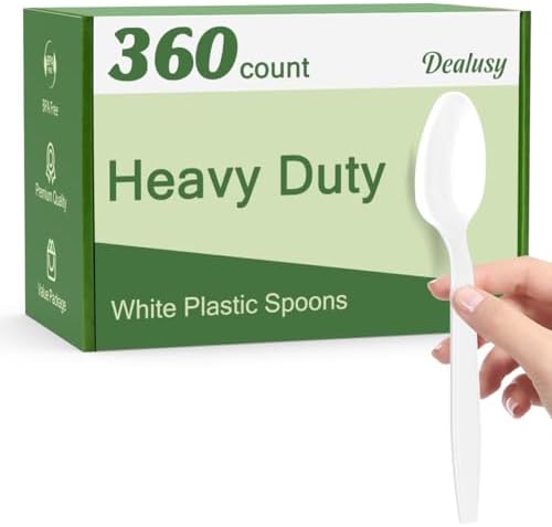 Dealusy 360 Count White Plastic Spoons Disposable by Dealusy